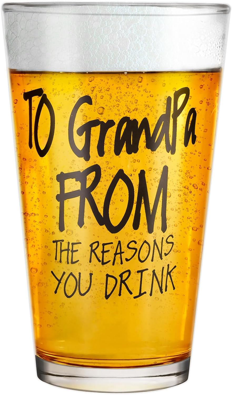 Fathers Day Dad Gifts from Daughter Son Wife,16 OZ Funny Beer Glass Gifts for Dad Men Husband Grandpa Step Dad Him,Bonus Dad Personalized Gifts for Fathers Day Birthday Christmas Anniversary