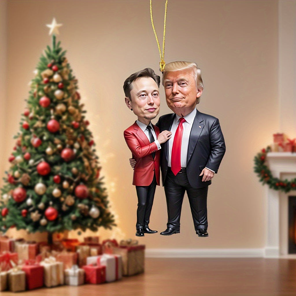Trump & Musk Acrylic Hanging Ornaments, Collectible Decor for Christmas HA75 64026