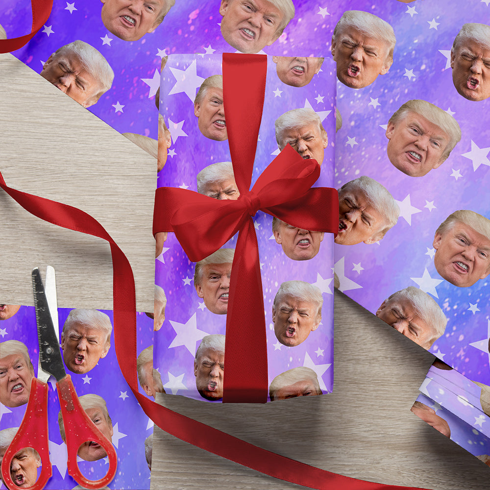 Custom Trump Face Galaxy Wrapping Paper For Christmas Gift HO82 65450