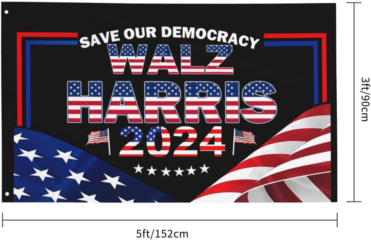 Kamala Harris Walz save Our Democracy 2024 3X5 FT Garden Flag - Lightweight Single-Side Banner for Home, Lawn, Balcony,And Party Decorations- Outdoor Decor Flags