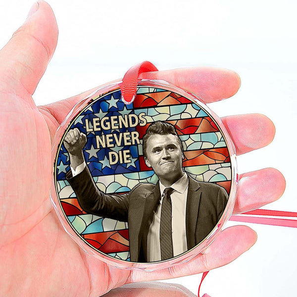 Charlie Kirk Legends Never Die Glass Ornament TH10 64573