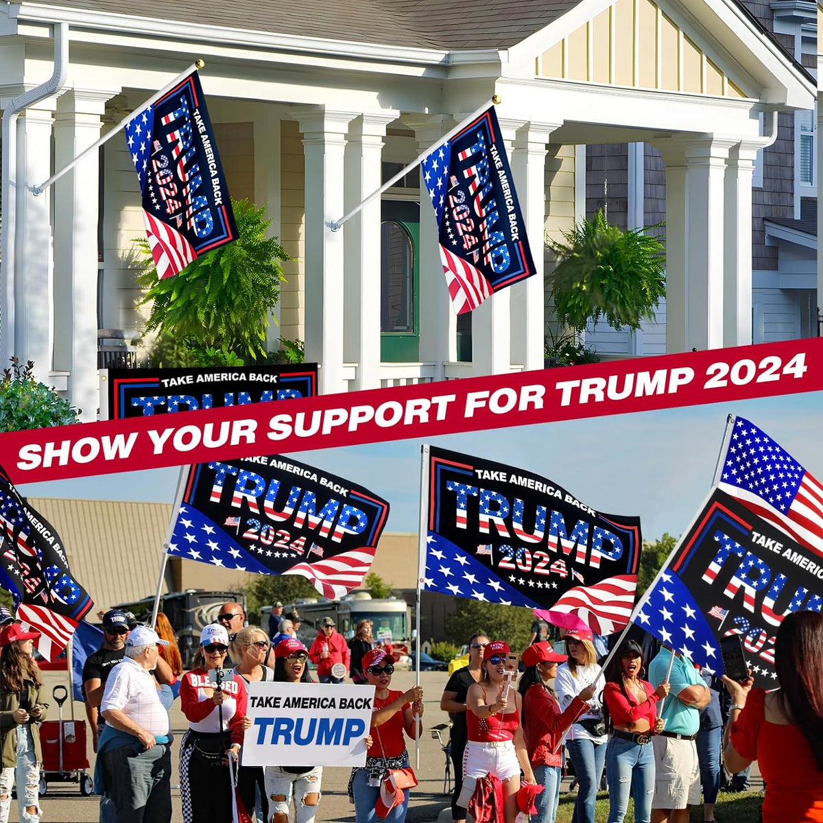 Trump 2024 Flag 3X5 FT President Trump Flag Take America Back Banner Indoor Outdoor 1 Ply with Vivid Patriotic Colors Design UV & Fade Resistant 2 Brass Grommets