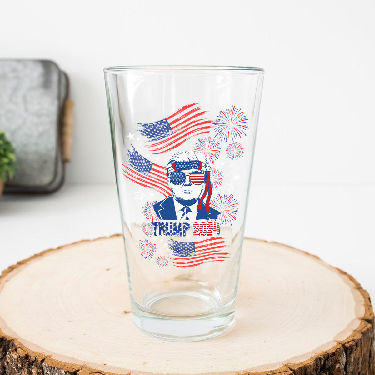 Custom Independence Day American Donald Trump Print Beer Glass N304 62548 HO82