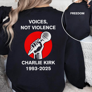 Voices, Not Violence Charlie Kirk Freedom Back and Front Dark Shirt CH07 67650