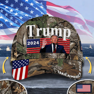 Custom Photo Donald Trump 2024 Camouflage Background Classic Cap T286 62476