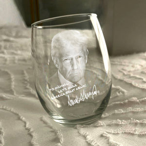 Personalized President Donald Trump Autographed Wine Glass HA75 64370