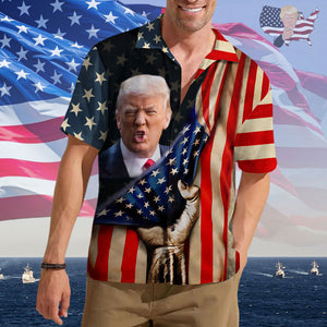 Custom Funny Donald Trump Photo Hawaii Shirt T286 62454