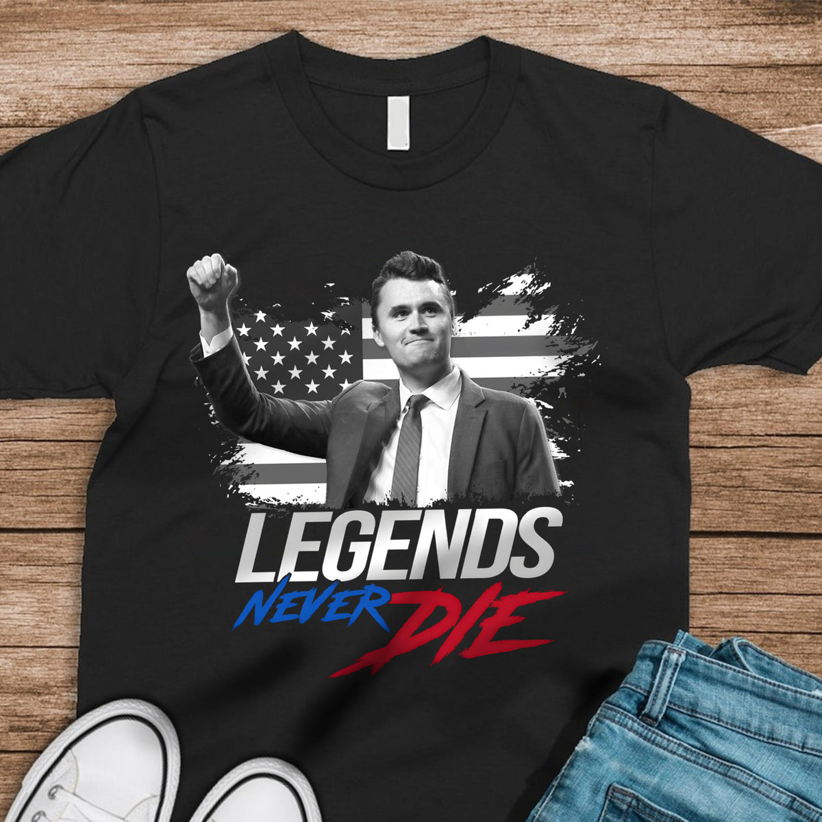 Pray For Charlie Kirk, Legends Never Die, Memorial Dark Shirt LM32 65569
