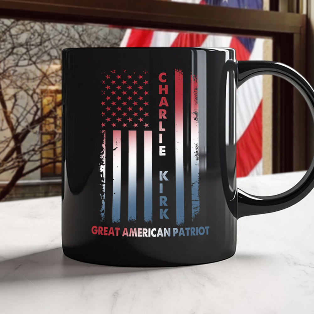 Pray For Charlie Kirk Great American Patriot Memorial Black Mug LM32 65487