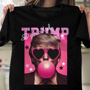 Funny Donald Trump Blowing Bubble Gum Pink Sun Glasses Dark Shirt LM32 65191