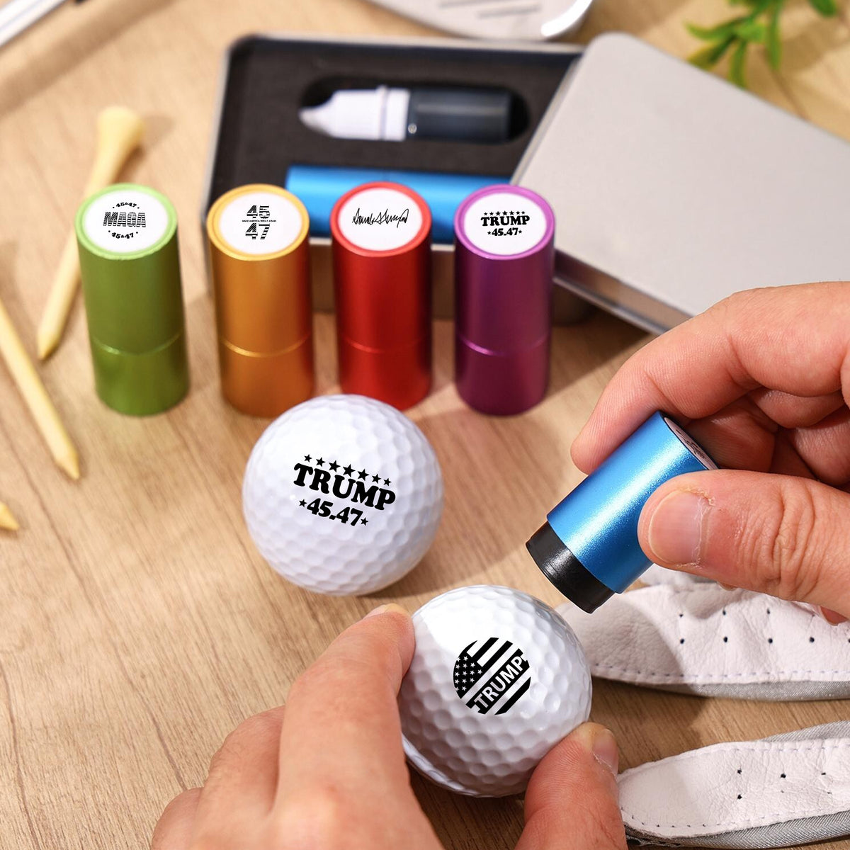 Trump 45 47 MAGA Golf Ball Stamp Box Gift for Golfer, Golf Ball Marker HA75 64622