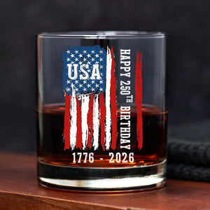 Happy 250th Birthday America Flag Patriotic Whiskey Glass LM32 895289