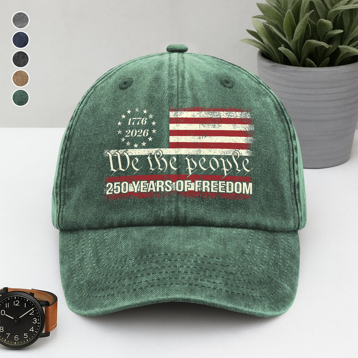 We The People 250 Years Of Freedom Washed Denim Baseball Cap TH10 894557