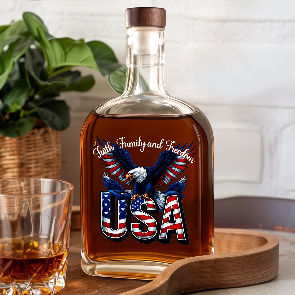 Faith, Family & Freedom America 250 Years Patriotic Whiskey Bottle LM32 897357