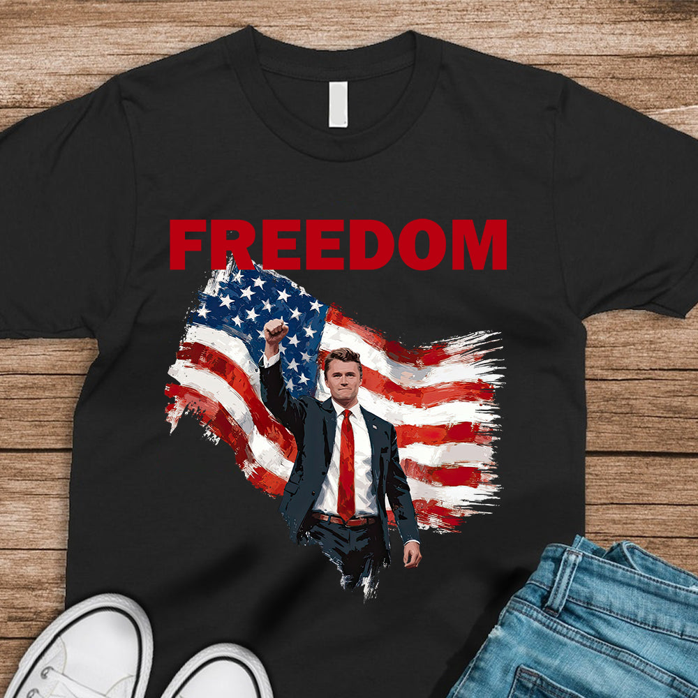 Freedom Stand With Charlie Kirk Dark Shirt HA75 64572