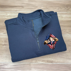 Trump America Flag Printed Quarter Zip Sweater TH10 898213