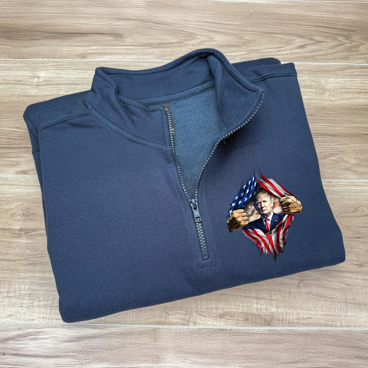 Trump America Flag Printed Quarter Zip Sweater TH10 898213