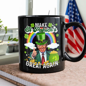 Make St Patrick's Day Great Again Funny Rich Trump Black Mug HO82 65616