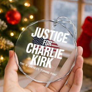 Justice For Charlie Kirk, This is America’s Turning Point Glass Ornament LM32 65599