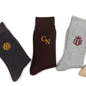 Custom Monogrammed Initial Men's Embroidered Socks, Groomsman, Dress Socks LM32 669535