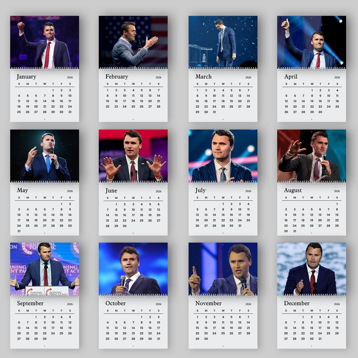 Year Of Charlie Kirk Wall Calendar 2026 Inspirational Wall Calendar LM32 65793