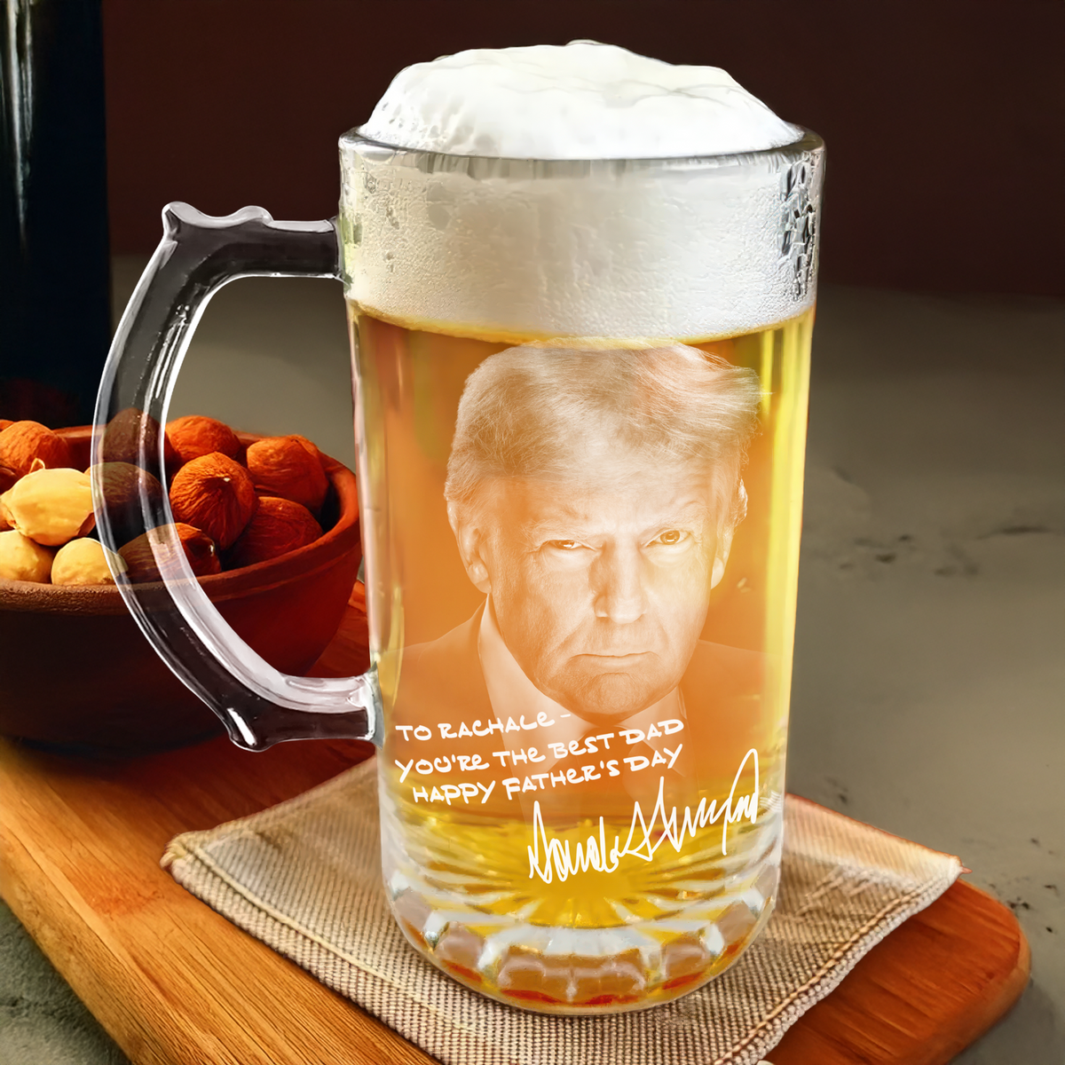 Personalized President Donald Trump Autographed Glass Beer Mug Father's Day Gift LM32 65347