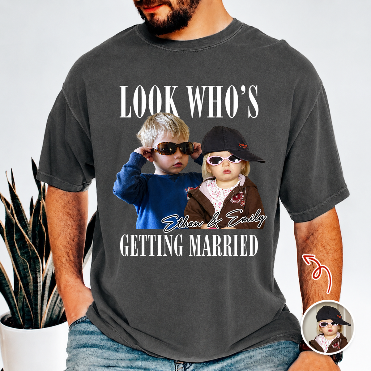 Look Who’s Getting Married Custom Groom & Bride Photo Name Comfort Shirt Personalized Funny Wedding Shirt CH07 180218
