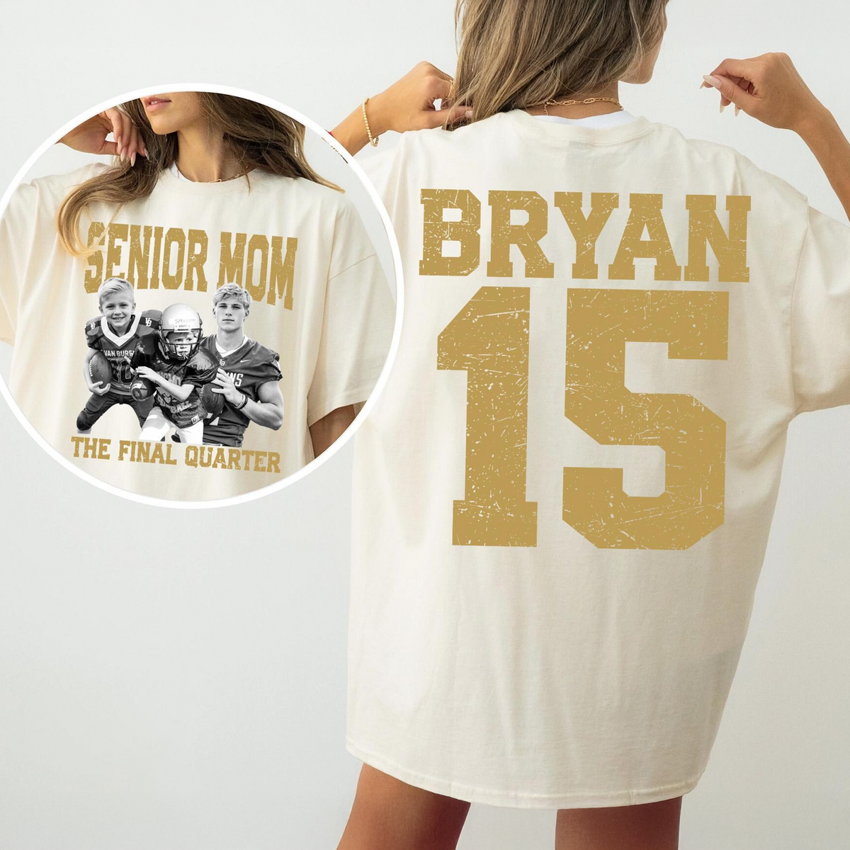 Custom Senior Dad Mom Football Comfort Shirt, Personalized Photo Tee with Name & Number Back, The Final Quarter, Class of 2027 Gift HO82 903214