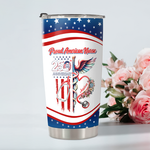 Custom Name Proud American Nurse With America 250 Fat Tumbler HO82 901294