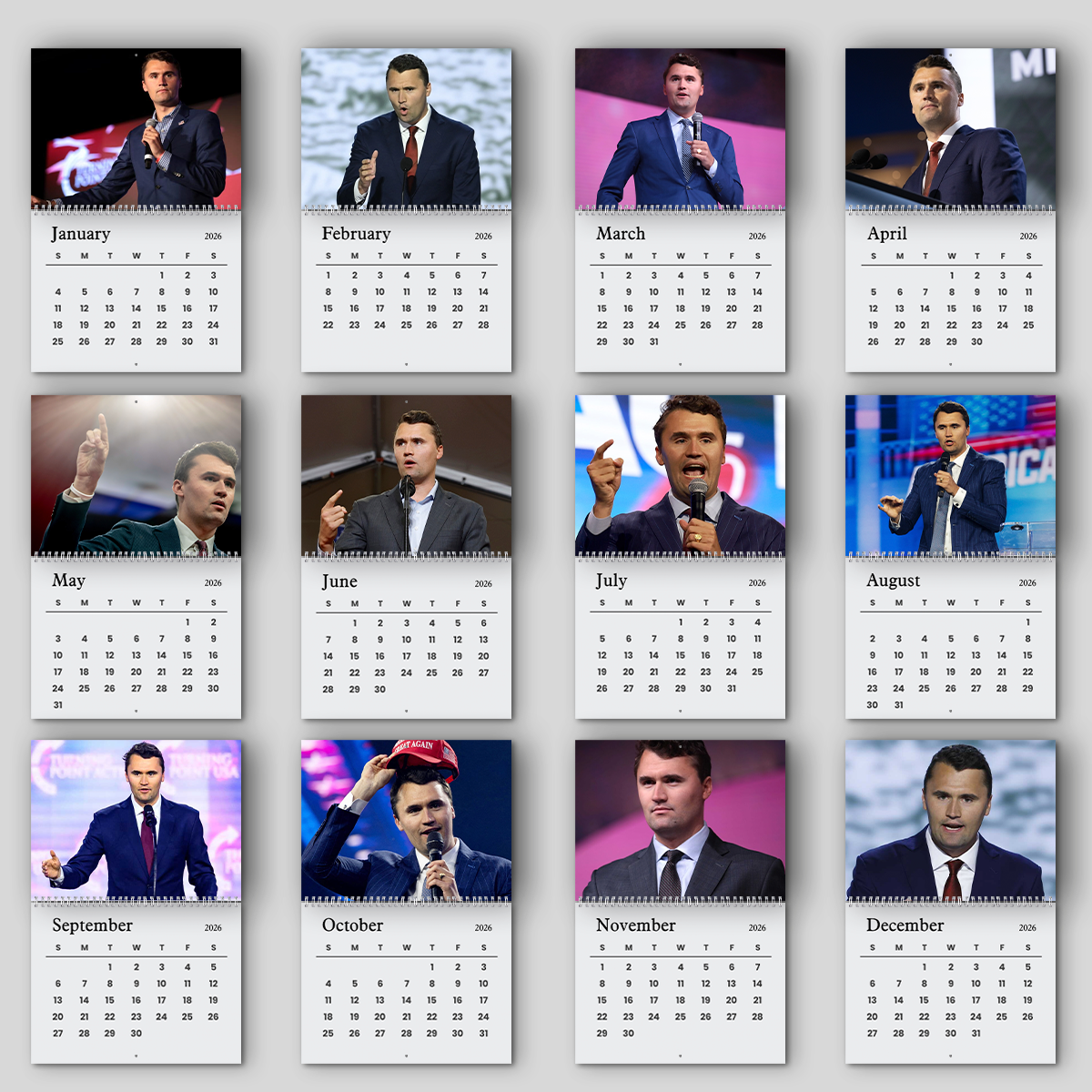 Charlie Kirk Calendar 2026 Turning Point USA Inspirational Wall Calendar LM32 65791