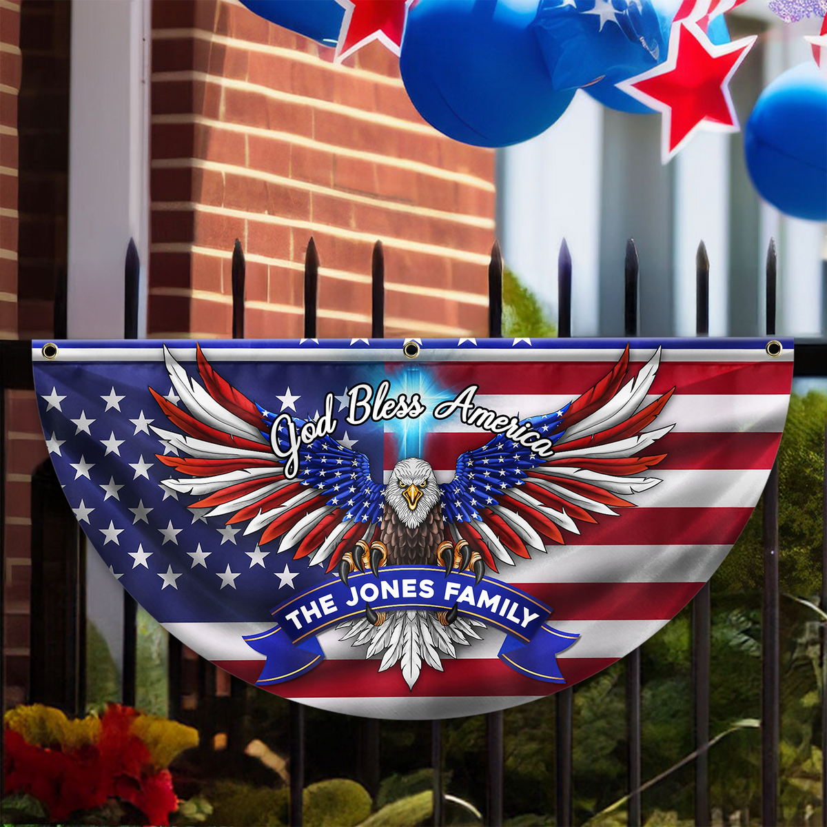 Custom Family Name Faith, Family & Freedom America 250 Years Non-Pleated Fan Flag HA75 898786