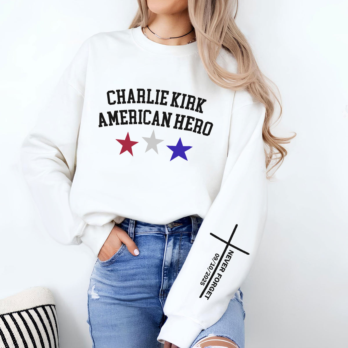 Justice For Charlie Kirk - American Hero Sleeve Sweatshirt LM32 65663