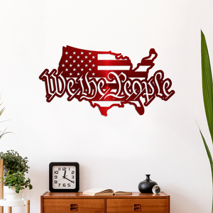USA Map with We the People Metal Sign Art Wall Decor HO82 901150