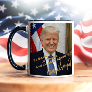 President Donald Trump Autographed Mug, Donald Trump Homage Accent Mug HA75 63626