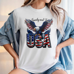 Faith, Family & Freedom America 250 Years Patriotic Bright Shirt LM32 897355