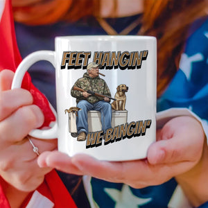 Trump Hunting Feet Hangin' We Bangin' White Mug LM32 63851