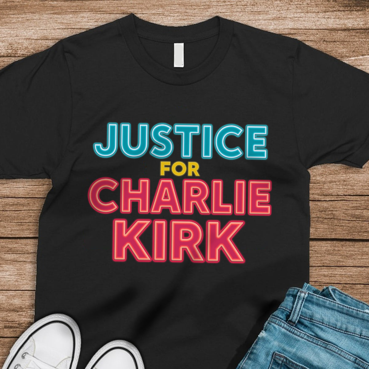 Justice For Charlie Kirk Support American Values Dark Shirt HO82 65978