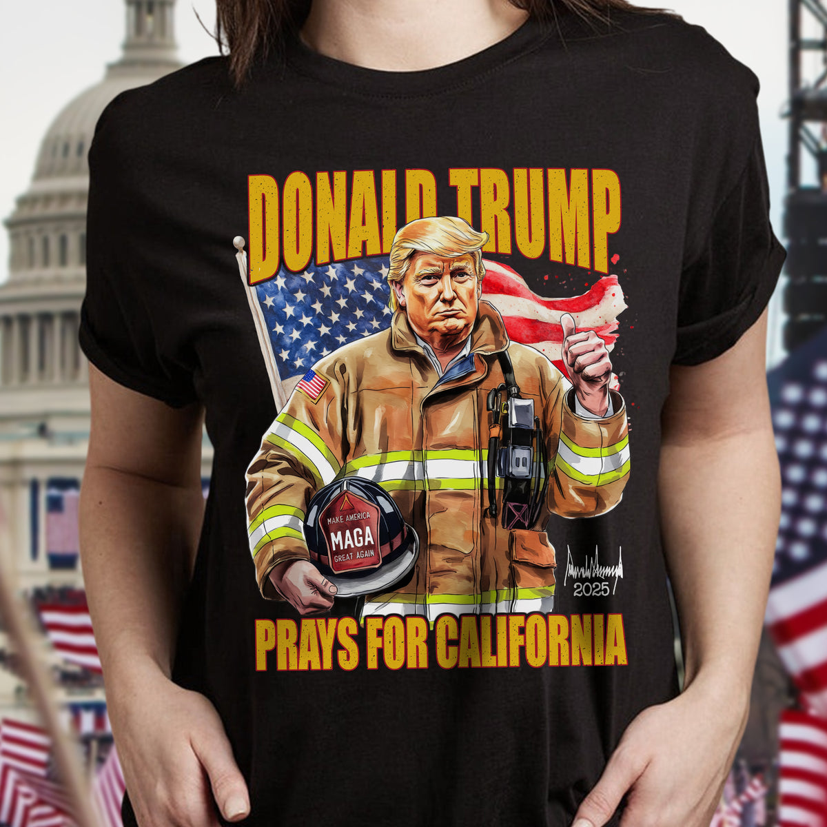 Donald Trump Prays for California Dark Shirt California Strong 2025 Shirt CH07 67280