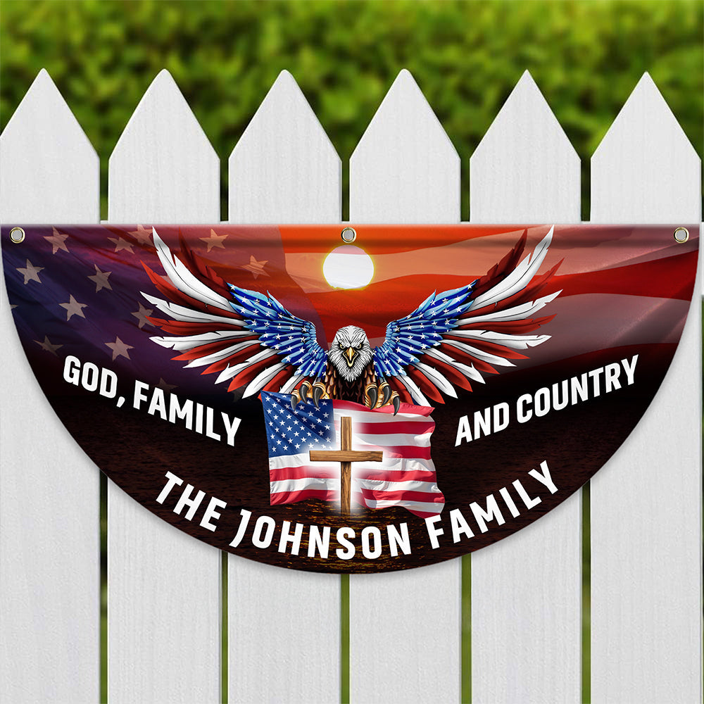 Custom Family Name God Family And Country America Non-Pleated Fan Flag TH10 896437
