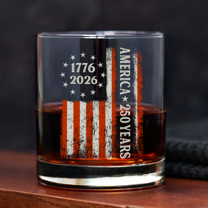 250 Years America Flag 250th Birthday 1776-2026 Whiskey Glass HO82 894784