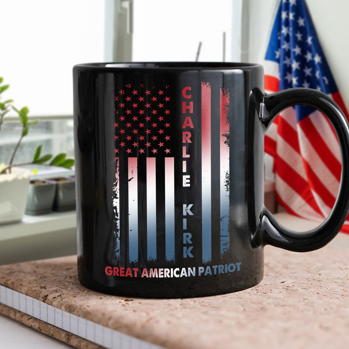 Pray For Charlie Kirk Great American Patriot Memorial Black Mug LM32 65487