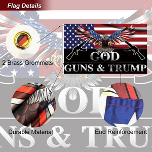 Trump 2024 Flag 3X5 Outdoor God Guns and Trump Flag 150D Premium Polyester Trump US American Patriotic Eagle Flag with Brass Grommets for Outdoor Indoor Room Wall