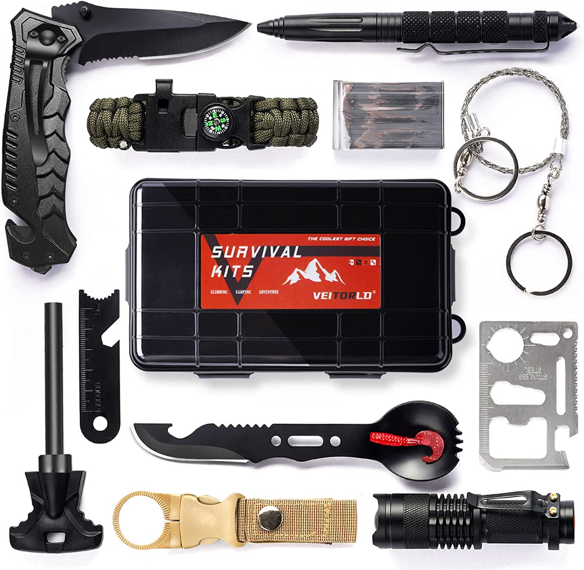 Gifts for Men Dad Husband Him Fathers Day, Survival Gear and Equipment 12 in 1, Survival Kits, Cool Unique Fishing Hunting Anniversary Birthday Gifts for Him Teen Boy Boyfriend Women