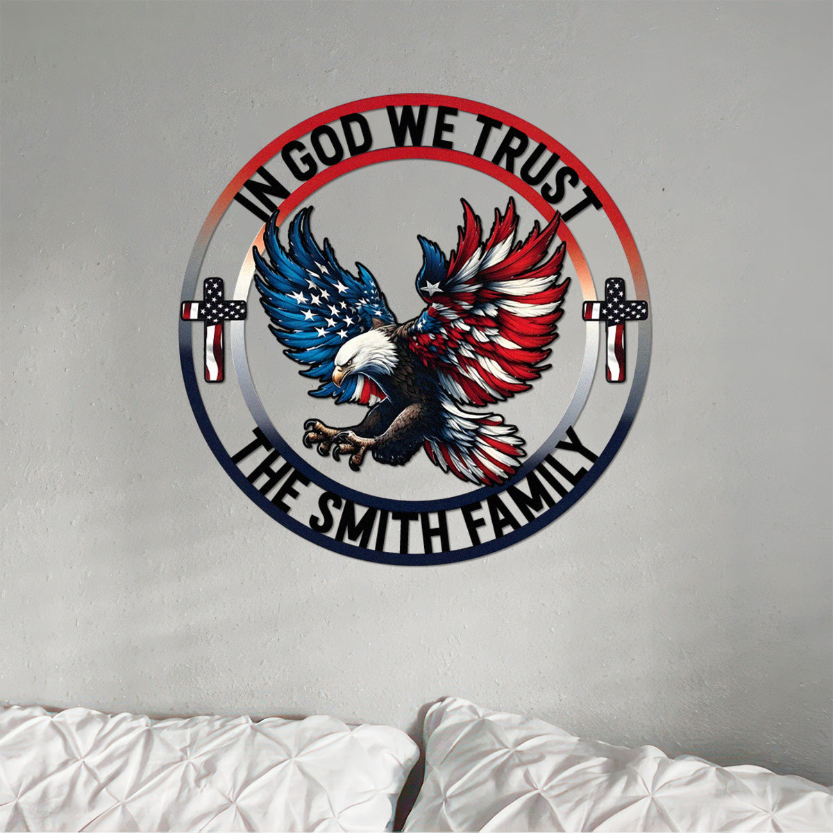 Personalized Name In God We Trust Patriotic Eagle Metal Sign LM32 897267