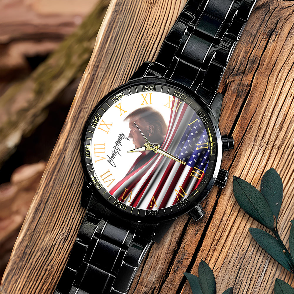 Make America Great Again Trump Signature US Flag Wrist Watch HA75 64392