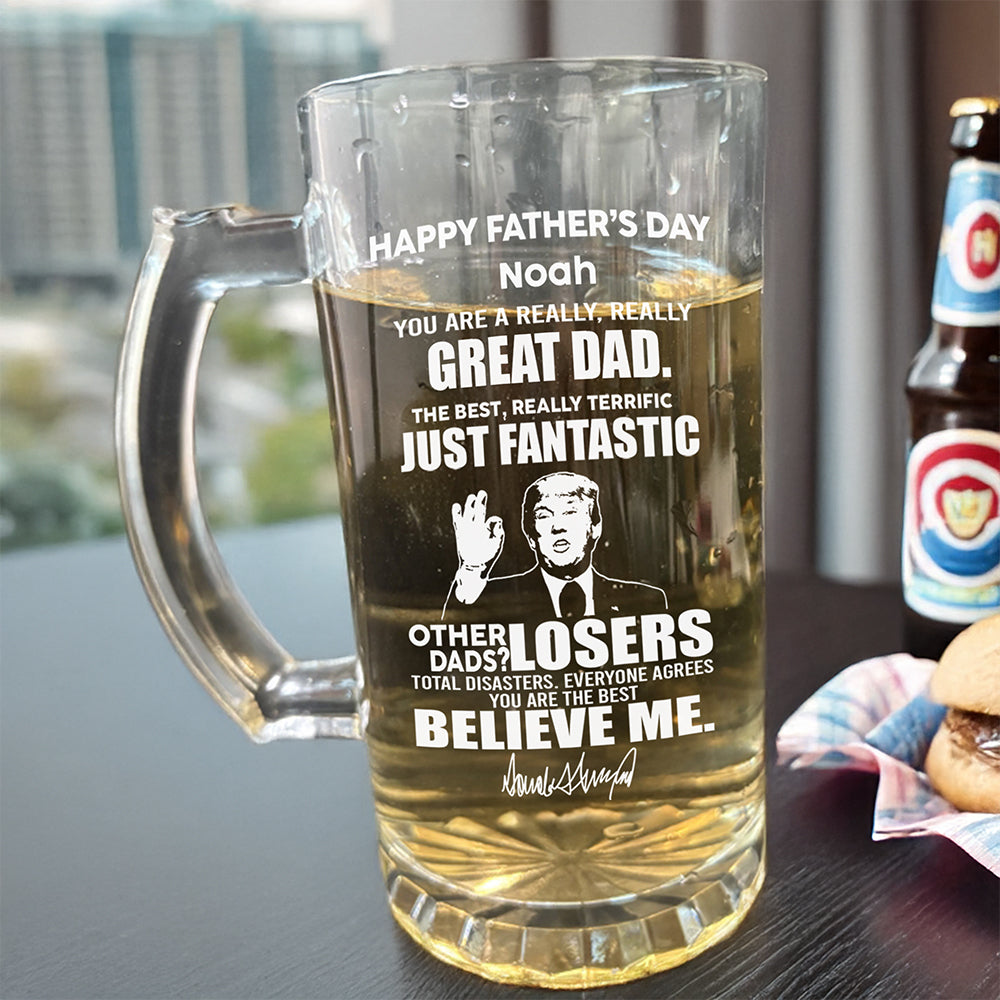Great Grandpa Great Dad Trump Print Glass Beer Mug Father's Day Gift HA75 64390