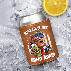 Trump Cheers Make 4th Of July Great Again Leather Can Cooler Holder LM32 65373
