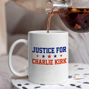 Justice For Charlie Kirk With Star White Mug HO82 65856