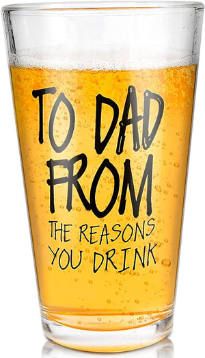 Fathers Day Dad Gifts from Daughter Son Wife,16 OZ Funny Beer Glass Gifts for Dad Men Husband Grandpa Step Dad Him,Bonus Dad Personalized Gifts for Fathers Day Birthday Christmas Anniversary