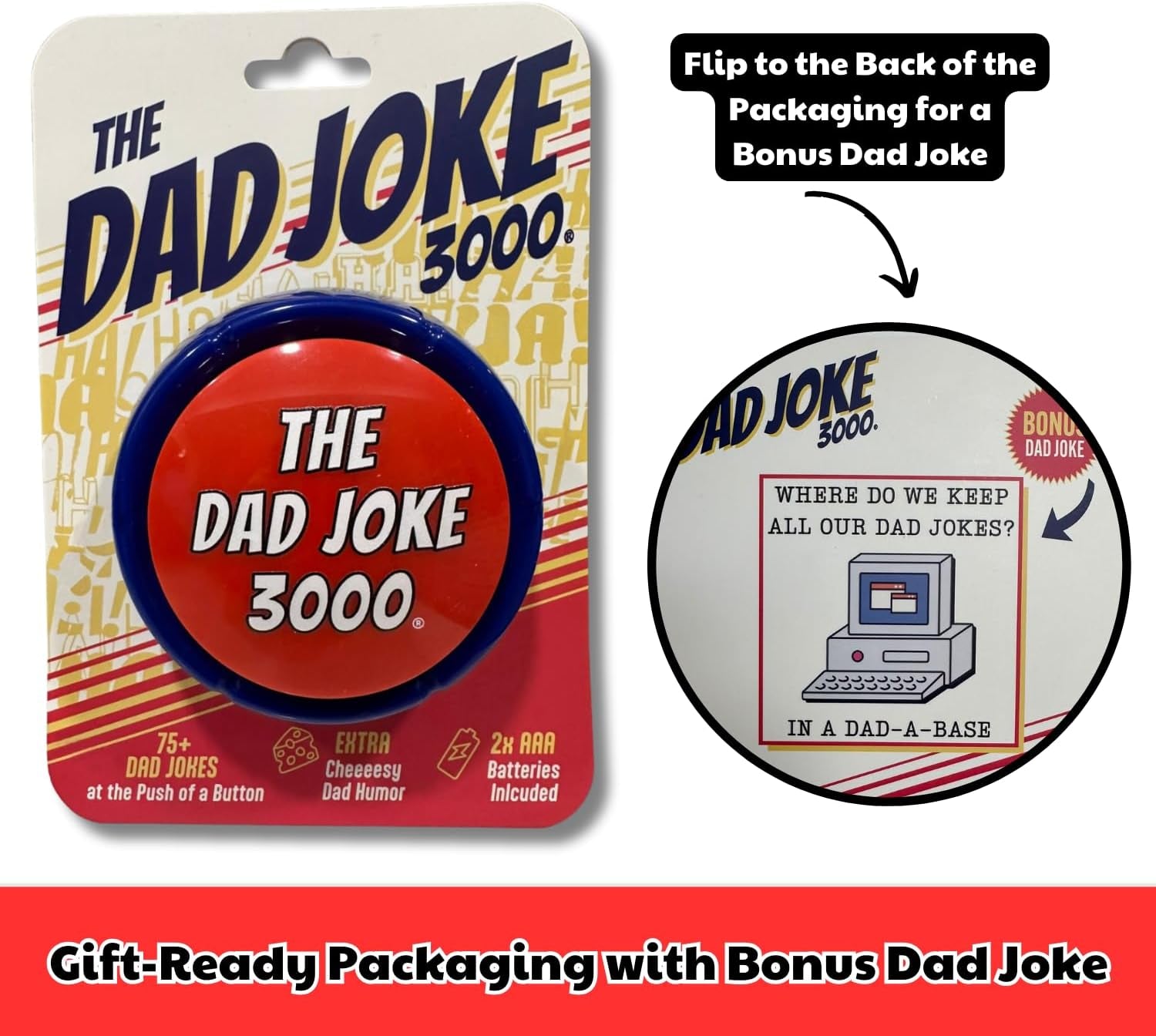 Gifts for Dad and Fathers - Features 75+ Extra Funny Dad Jokes at the Push of a Button - Dad Gifts from Daughter, Dad Birthday Gift, White Elephant Gifts, Gifts for Men